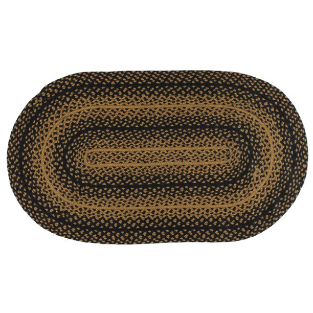 Ebony Black and Tan Jute Braided Area Rug