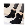 thumbnail image 4 of Frontwalk Women Dress Boot Casual Ankle Boots Comfort Winter Shoes Work Anti-Slip Block Heel Booties Ladies Side Zip Plush Line Black 9, 4 of 9