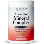 Best Nest Wellness Mama Bird Multi Mineral Supplement Powder Complex w/Magnesium, Choline, Calcium and More, Supports Brain & Bone, Non-GMO, Fizzy Lemon-Lime Drink Mix, 10 oz