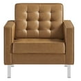 thumbnail image 5 of Modway Loft Tufted Vegan Leather Upholstered Living Room Armchairs in Silver Tan - Set of 2, 5 of 10