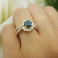 thumbnail image 3 of Dazzlingrock Collection 1.15 Carat (ctw) 14K Blue & White Diamond Swirl Split Shank Halo Engagement Ring, Yellow Gold, Size 10, 3 of 5