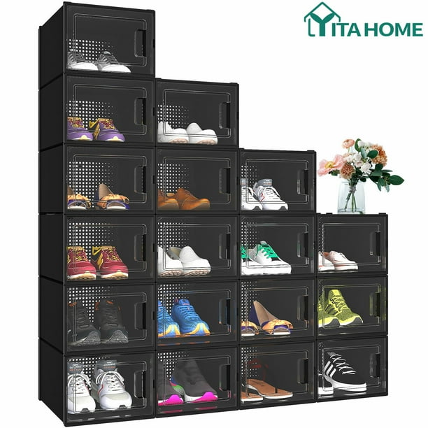 YITAHOME 18Pcs Shoe Storage Box Set Stackable Sneaker Closet Organizer