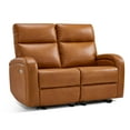 thumbnail image 3 of MCombo 56" Zero Wall Hugger Power Recliner Loveseat Sofa for Small Space, Living Room, RV, Cognac Brown, 3 of 10