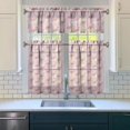 thumbnail image 3 of Kitchen Curtains 36 Inch Short - 3 Panel Set, Flamingo Tropical Bird Print, Rod Pocket Window Curtain, 100% Polyester for Hawaiian Summer Beach Decor, Easy Wash, 3 of 6