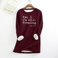 thumbnail image 2 of Jinhomg Womens Funny Letter Print Sweatshirts Winter Warm Sherpa Fleece Lined Loungewear Plus Size Comfy Long Sleeve Crewneck Pullover Tops Spring Saving Wine L, 2 of 6