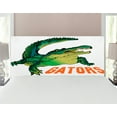 thumbnail image 1 of Reptile Headboard, Grumpy Alligator Has a Word Gator Crocodile Humor Wild Life Safari Aquatic, Upholstered Decorative Metal Bed Headboard with Memory Foam, Full Size, Green Orange White, by Ambesonne, 1 of 4