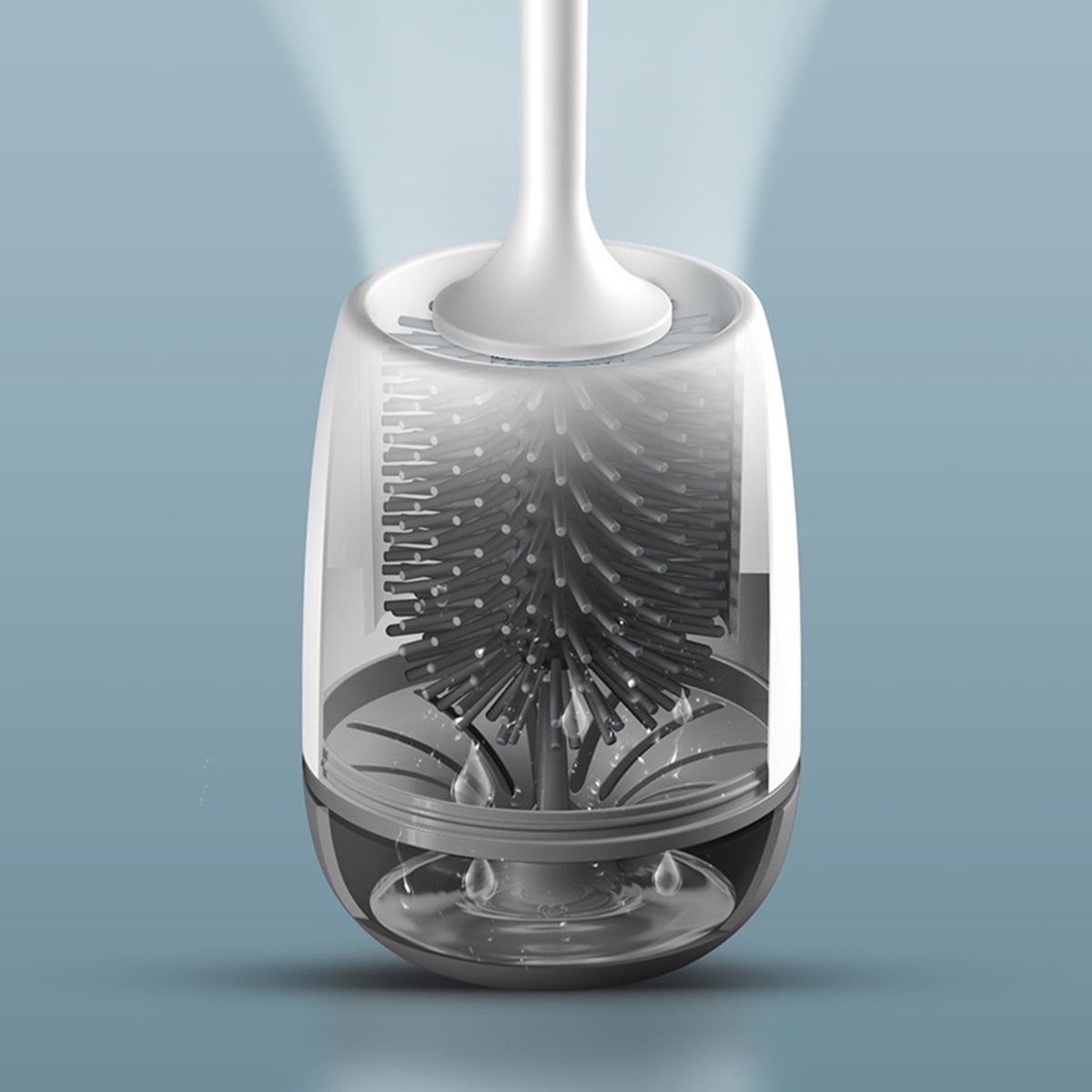 Grey No Scratch Soft Bristles AODOOR Silicone Toilet Brush and Holder Set Wall Mounted Bathroom Toilet Bowl Cleaner Brush with Holder Removable Water Drawer Quick Drying