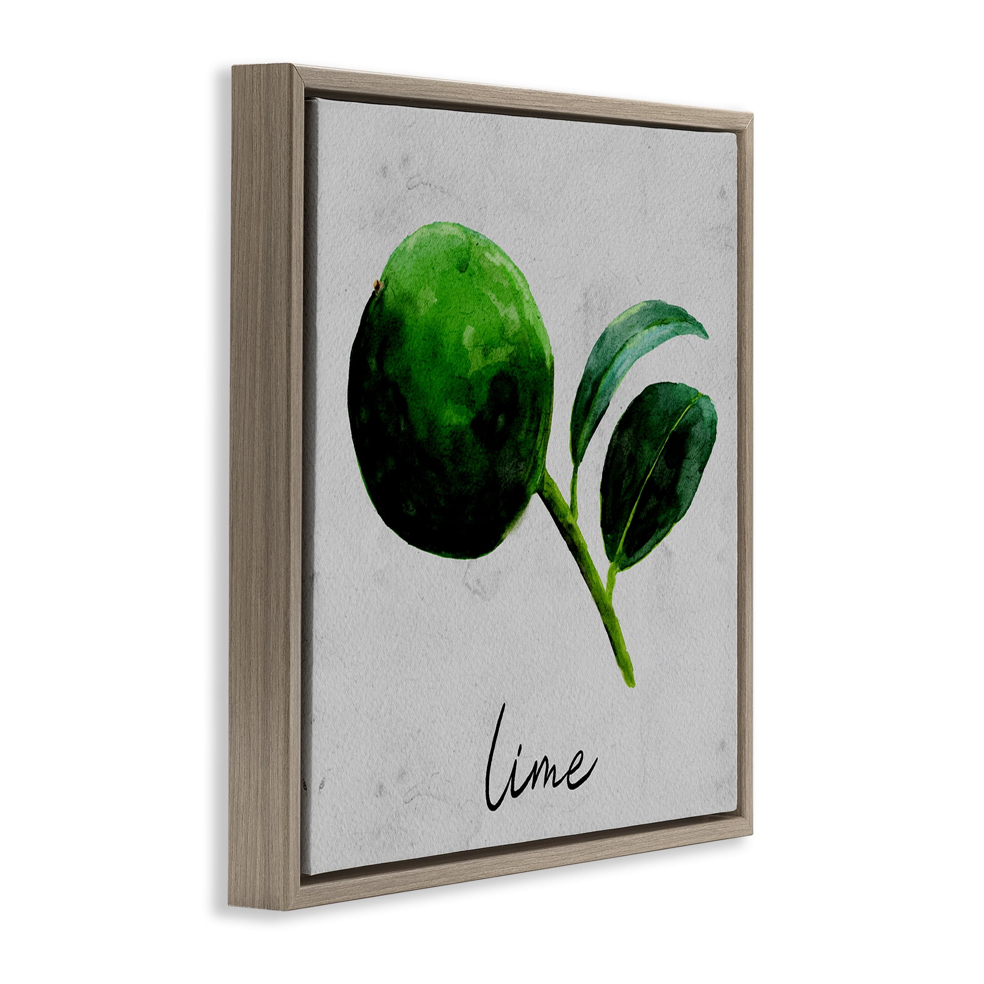 Stupell Industries Kitchen Lime with Leaf Food & Beverage Painting Brown Floater Framed Canvas Art Print Wall Art, 25 x 25