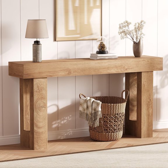 Panapinka 63 Inch Farmhouse Console Table for Entryway, Wooden Rectangular Sofa Table Behind Couch, Rustic Console for Entryway, Hallway, Living Room