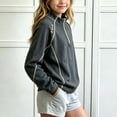 thumbnail image 6 of Amidoa Girls Half Zip Pullover Long Sleeve T Shirts Kids Mock Neck Casual Tops Black Size 14-15 Years, 6 of 9