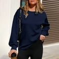 thumbnail image 6 of Women's 2025 Casual Lightweight Soft Crew Neck Long Sleeve Sweatshirt, Loose Fit Textured Pullover Top with Pocket for Daily Comfort Wear, Travel, Vacation, and Various Occasions Navy XXL, 6 of 6