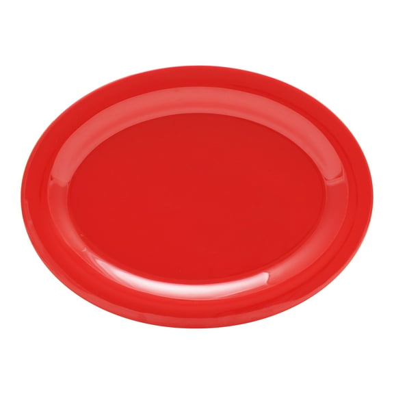 Excellante Color Pure Red Melamine Dinnerware Collection 9.5 x 7.25 inch Oval Platter, Comes in Dozen