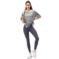 thumbnail image 2 of Blusa deportiva holgada para mujer, ligera, transpirable, para correr, con abertura, de secado rápido, para yoga, de manga corta, moderna y hermosa, 2 of 3