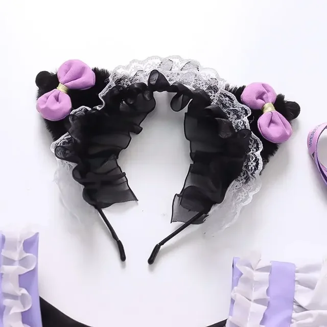 Vestido de princesa de dibujos animados Sanrioed Lolita Kuromi para niñas, moda Kawaii, dulce Lazo, manga larga, vestido hinchado, regalo para niños