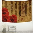 thumbnail image 3 of GZHJMY Red Rose Vintage Music Notes Wall Tapestry Tapestry Wall Hanging Decorative Tapestries Wall&nbsp;Blanket&nbsp;Bedding Tapestry for Bedroom Living Room Dorm 90"x60" Gift Decor, 3 of 7