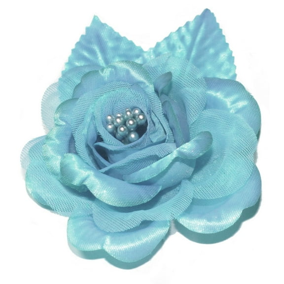 12 Silk Roses Wedding Favor Flower Corsage Pick - Turquoise