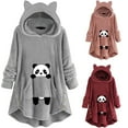 thumbnail image 3 of Fesfesfes Hoodie Dress for Women Cute Pattern Winter Cat Ear Fleece Fuzzy Hooded Blanket Dress Plush Tops For Teen Girls, 3 of 5