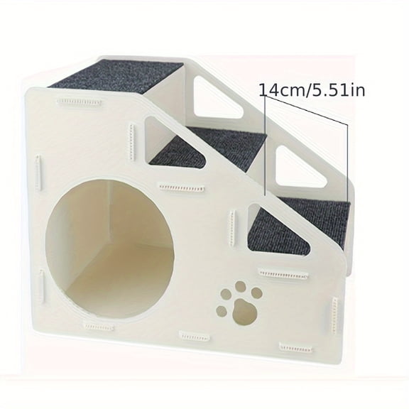 3-Tier Pet Stairs with Cat Ladder - Non-Slip Steps for Dogs & Cats - Space-Saving Design - Durable Polyethylene - Sofa/Bed Access