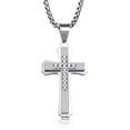 thumbnail image 1 of Colgante OLEVS con forma de cruz de plata y diamante para mujer/hombre, 1 of 7