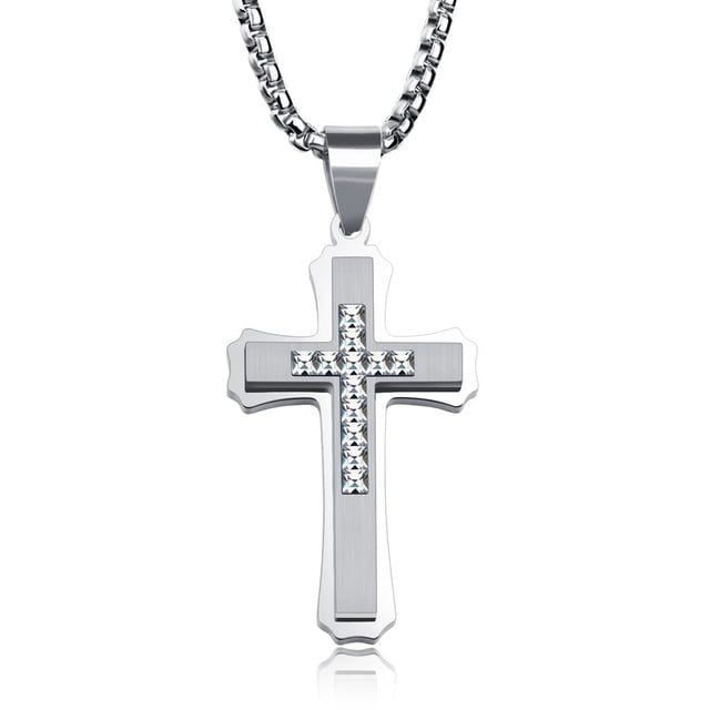 Colgante OLEVS con forma de cruz de plata y diamante para mujer/hombre