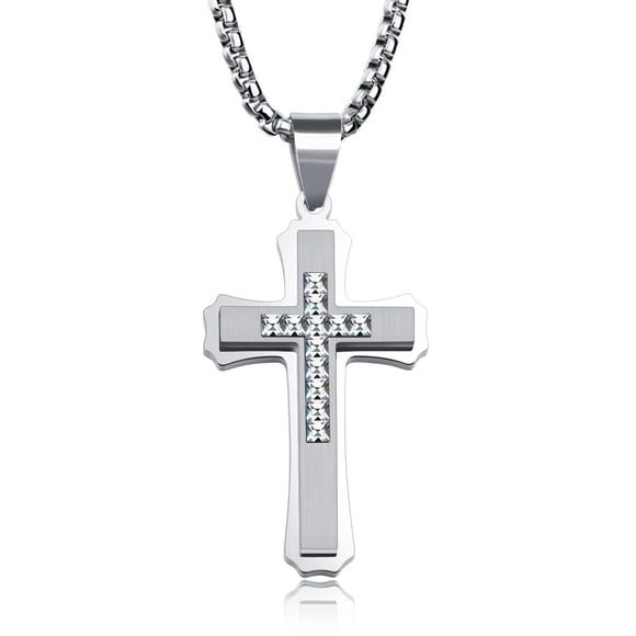 Colgante OLEVS con forma de cruz de plata y diamante para mujer/hombre
