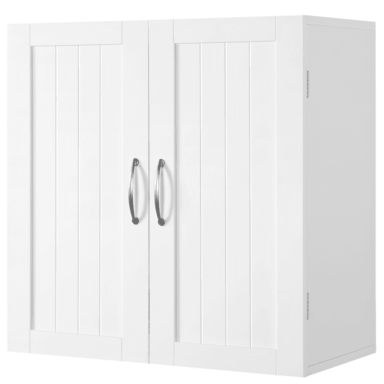 Yaheetech Wall Mount Cabinet with Adjustable Shelf, White photo 1