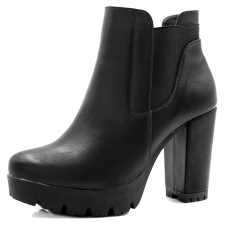 Unique Bargains Women's Platform Chunky High Heel Chelsea (Best Brand Of Chelsea Boots)
