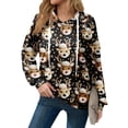 thumbnail image 3 of Hoodies For Women Oversized Winter Cute Sweatshirts Pullover Trendy Fall Clothes, Christmas Print Lightweight Design without Pockets for Comfortable Fall Winter Wear,Black,L, 3 of 6
