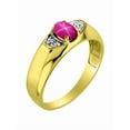 thumbnail image 3 of Rylos  Yellow Gold Plated Silver Classic 6X4MM Oval Star Ruby & Diamond Ring - Birthstone Jewelry for Men -Size 10, 3 of 6