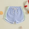 thumbnail image 5 of Rggeeun Toddler Boys Shorts Athletic Style Thin Striped Colorful With Adjustable Tie Elastic Waist Breathable Loose Fit For Summer Evening Party Cozy Bottoms,Blue,6-12 Months, 5 of 7