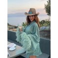 thumbnail image 4 of Camisa lisa de retazos de plumas brillantes para mujer, Tops de un solo pecho con cuello levantado, Tops de playa para vacaciones, 2024, 4 of 5