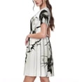 thumbnail image 2 of Fotbe Black And White Rose Vestido Largo de Moda para Mujer, Vestido Tipo Camiseta con Manga Corta y Estilo Casual a Rayas y Bloques de Color, 2 of 6
