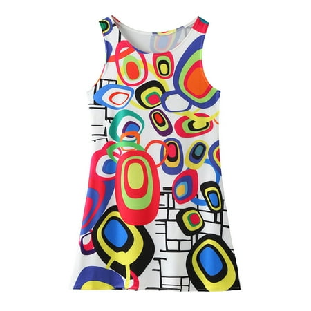 

Toddler Girls Casual Summer Princess Dress Printing Party Sleeveless Dresses