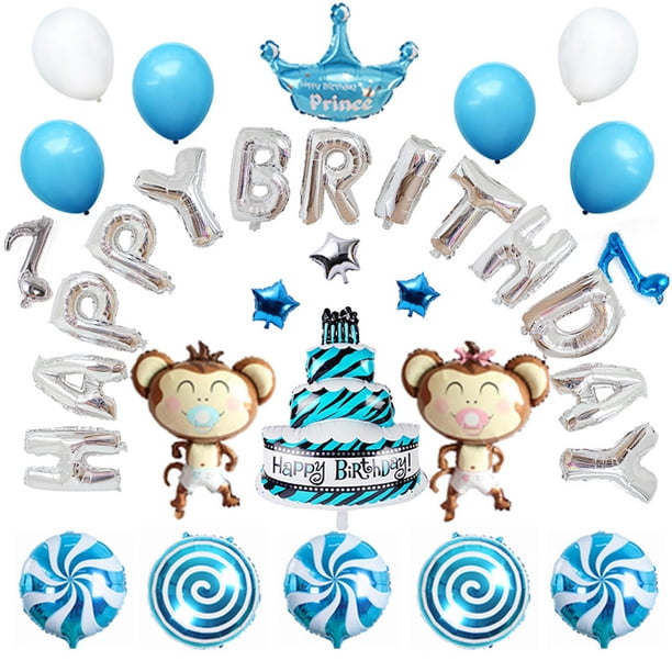 Kit de globos de felicitación de cumpleaños con forma de mono de látex, 20 unidades