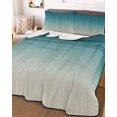 thumbnail image 3 of Quilts Twin Size, Teal Blue Ombre Soft Comforter Bedding Set for Bed, Contemporary Gradient Abstract Art Lightweight Quilted Bedspread with Pillow Cover(2 Pieces) for All Season, 68x86 Inch, 3 of 6