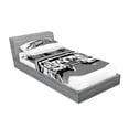 thumbnail image 2 of Ambesonne Black White Fitted Sheet & Pillow Sham Set, Nostalgic Retro Car, Twin, Black White, 2 of 2