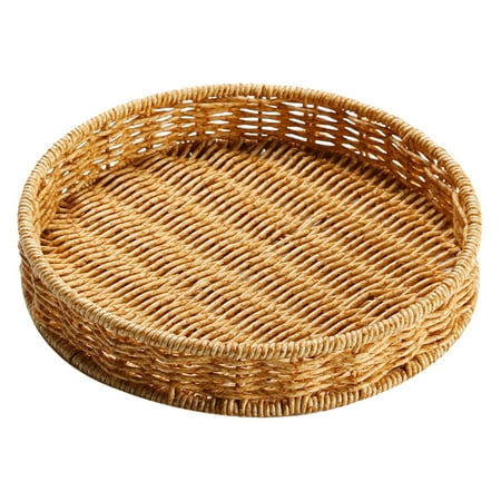

Fruit Plate Storage Basket Fruit Tray Decorate Bread Basket Serving Tray Imitation Rattan 22.00X22.00X4.00CM