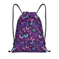 thumbnail image 1 of Xecao Bright Purple Butterflies Pattern Sports Drawstring Backpack - String Swim Gym Bag with Wet Proof Pocket for Women&Men-Medium, 1 of 6