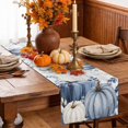 thumbnail image 5 of Navy Blue Pumpkin Fall Cotton Linen Rectangle Table Runners 13"x72", Thanksgiving Weeping Botanical Wooden Coffee Table Runner Dresser Scarves Table Runners for Wedding Party Banquet Dinner Decor, 5 of 8