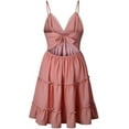 thumbnail image 6 of Women's V-Neck Spaghetti Strap Backless Floral Lace Mini Skater Dress, 6 of 7