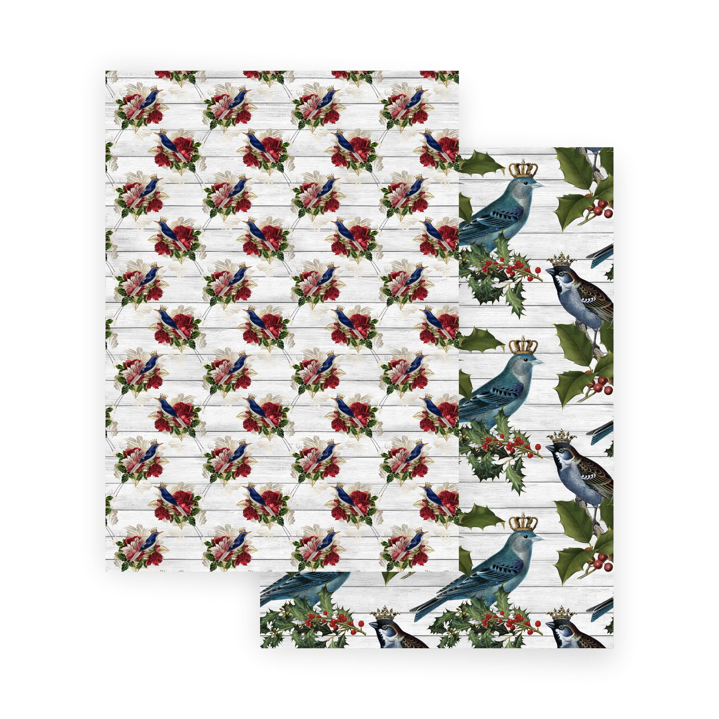 Scrapbooking Paper VINTAGE CHRISTMAS BIRDS 10 Double Sided Sheets 8.25 x 11.75, Craft Paper, Decoupage Paper, Decorative Paper, Vintage Paper
