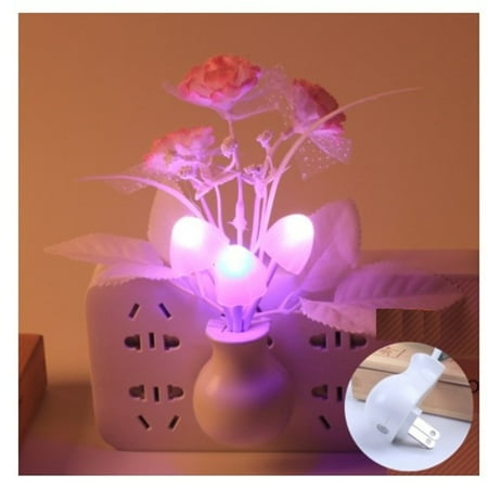 

Yesfashion LED Lilac Night Lamp Lovely Colorful Mushroom Romantic Lilac Night Lamp with Smart Light Sensor US/EU Plug