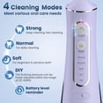 thumbnail image 4 of OasiSmile Water Flosser for Teeth Cleaning, Portable Cordless Dental Floss 300ML Rechargeable Oral Irrigator with 5 Jet Tips for Home Travel Office, Purple, 4 of 9