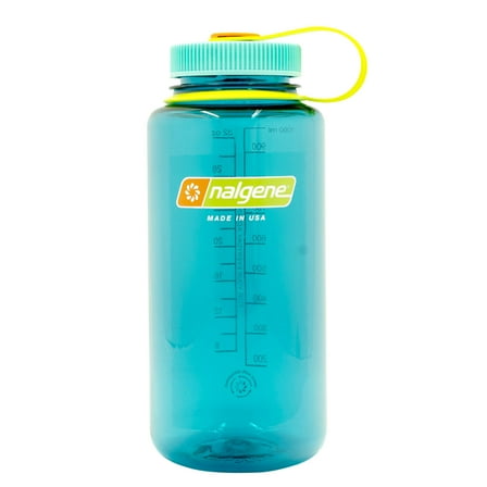 Nalgene Sustain Tritan BPA-Free Water Bottle Made with Material Derived from 50% Plastic Waste (using ISCC certified mass balance), 32 OZ, Wide Mouth, Cerulean