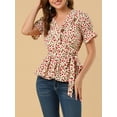 thumbnail image 6 of INSPIRE CHIC Women's Crossover V Neck Short Sleeves Ruffle Wrap Blouse, 6 of 7