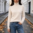 thumbnail image 5 of Cmfcve Womens Turtleneck Sweater Long Sleeve Slim Fit Casual Pullover Knit Shirs Fall Winter Basic Layering Top, 5 of 7