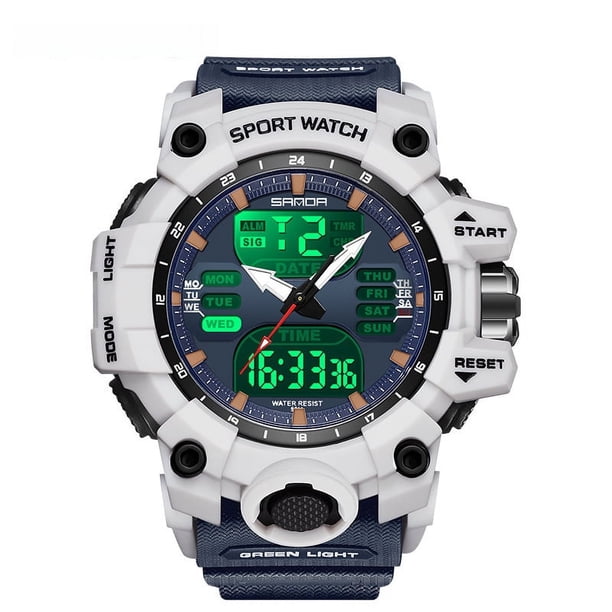 Reloj despertador fotoeléctrico de luz verde, reloj multifuncional para hombre, reloj de moda coreano impermeable y transparente a prueba de golpes