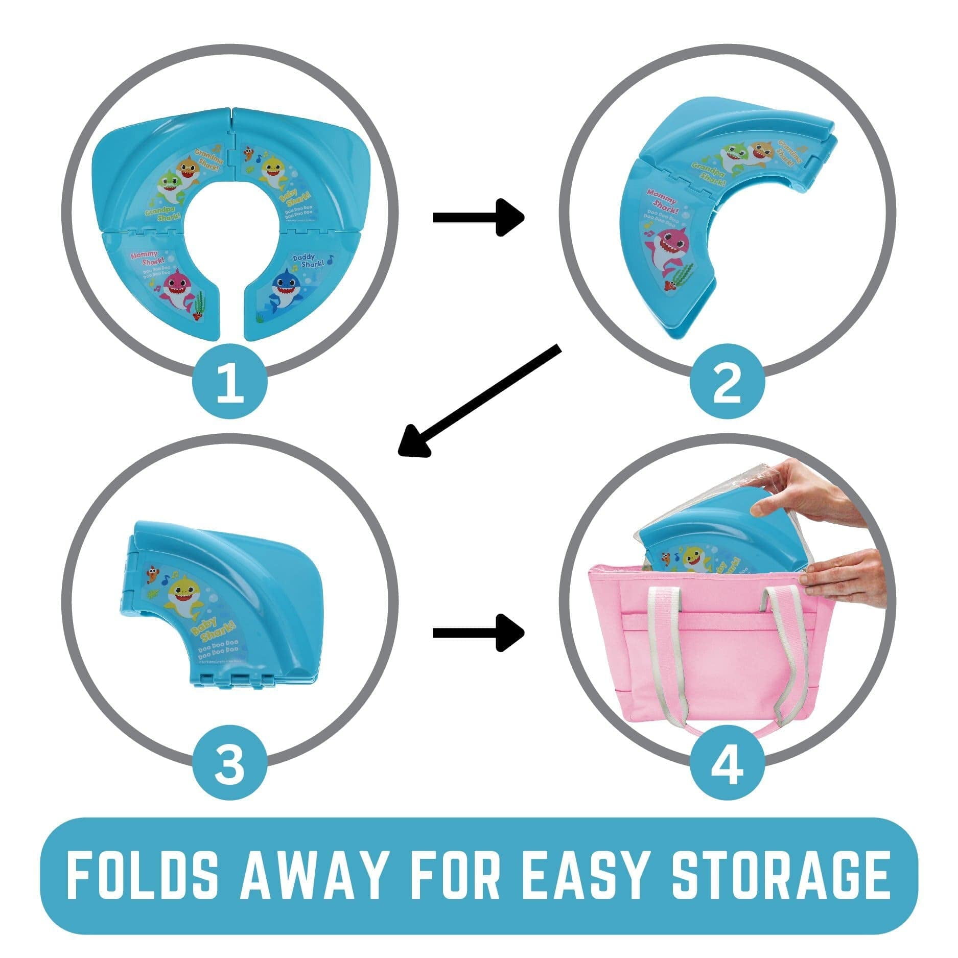 Nickelodeon Baby Shark Siège de pot pliable – Siège d'apprentissage de la propreté de voyage