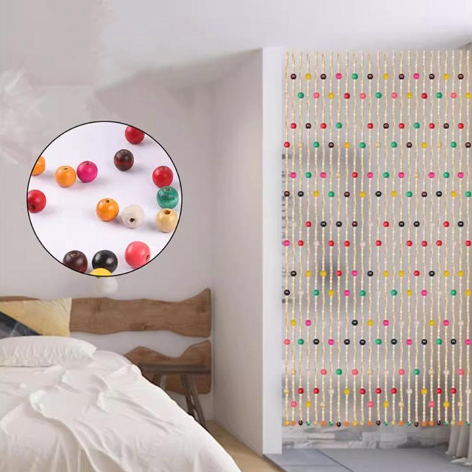 Hanging bamboo curtain door curtain, door curtain bead curtain fly curtain, room divider curtain for bedroom living room balcony door