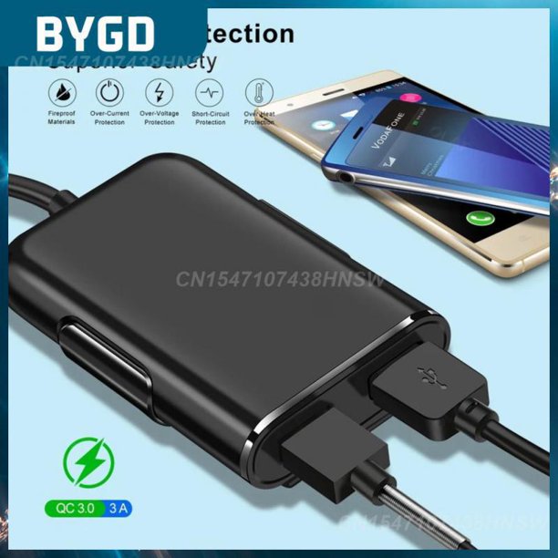 Universal Car Charger With Cable Qc3.0 Durable 4 Port Usb Fast Charger For Mobile Phone Car Accessories Car Charger Fast ChargewhiteRussian Federation He Qiyong unisex